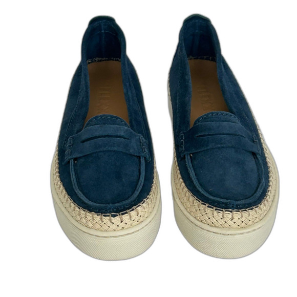 The Flexx Loafer Shoes Women’s Size 7.5 Color Navy Blue Tan Suede Leather - Picture 11 of 11